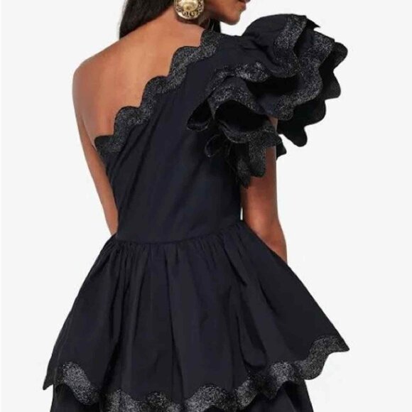 NEW CELIA B Lava Dress One Shoulder Black Cocktail Mini, Ruffles, XS SOLD OUT - Picture 12 of 15